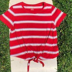 American Eagle Retro Striped Rainbow Tee